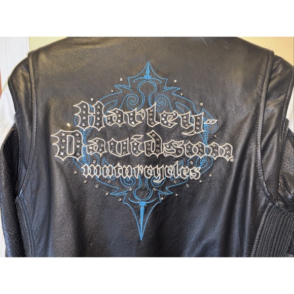 Harley Davidson Women's Kaleidoscope Black White‎ Leather Jacket L 97137-09VW - Picture 8 of 8